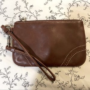 Coach Brown Leather Wristlet